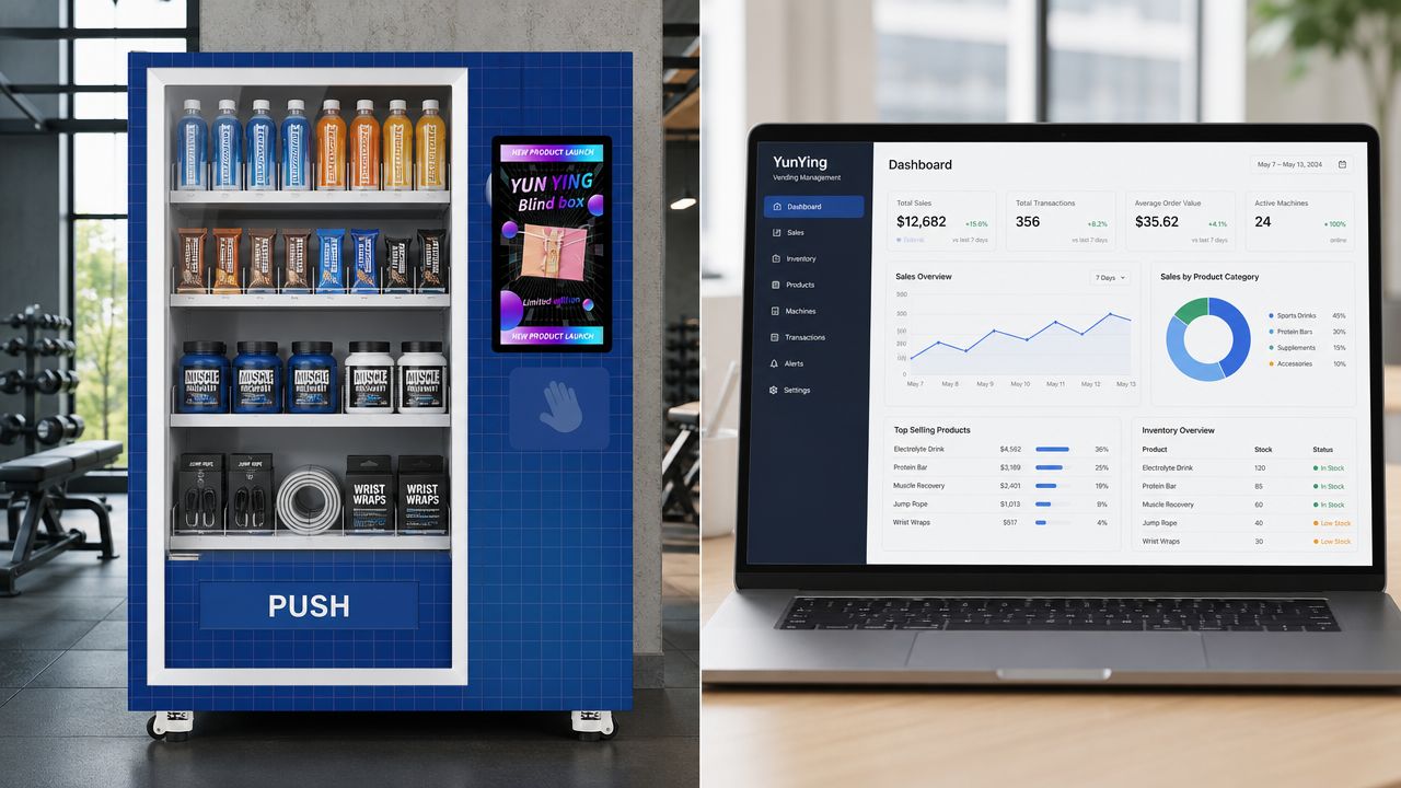 What kinds of goods can be sold by the vending machine in the gym